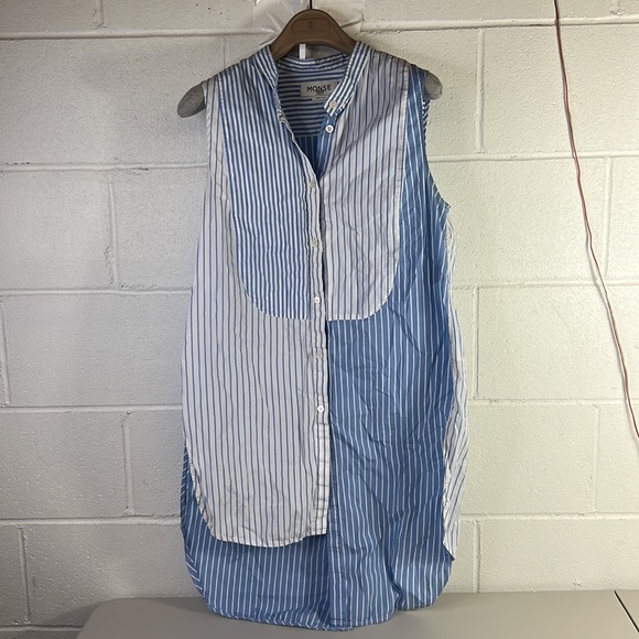 RTR MonseSleeveless Mixed Stripe Shirt Sz 12 asymmetrical blue white sleeveless - Picture 7 of 8